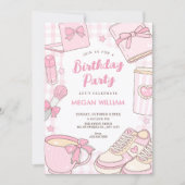 Invitation Anniversaire fille rose (Devant)