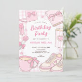 Invitation Anniversaire fille rose (Debout devant)