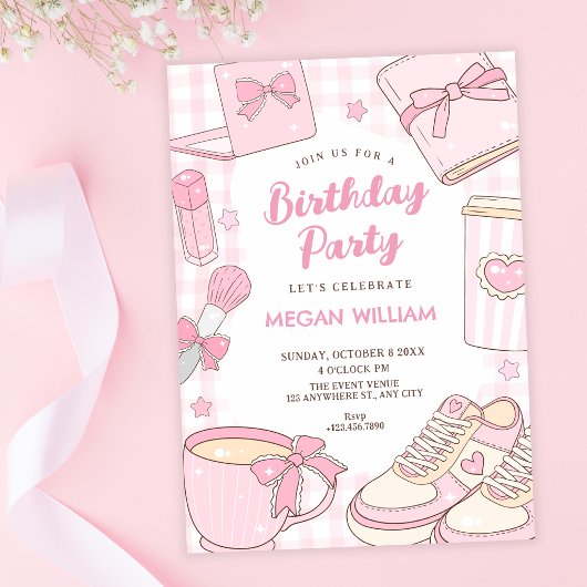 Invitation Anniversaire fille rose
