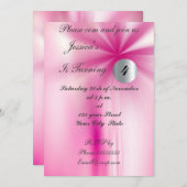 Invitation anniversaire fille rose (Devant / Derrière)