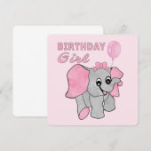 Invitation Anniversaire Fille rose Bébé Eléphant (Devant / Derrière)