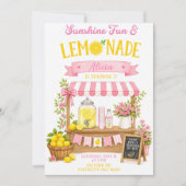 Invitation Anniversaire Fille Rose Lemonade Fun Soleil (Devant)