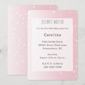 Invitation Anniversaire Fille Rose Pâle à Points Blancs (Devant / Derrière)