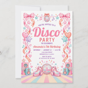 Invitation Anniversaire Fille Ruban Gingham Rose R