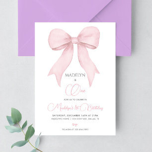 Invitation Anniversaire Fille Ruban Rose Coquette 