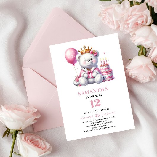 Invitation Anniversaire Fille Thème Ours en Peluch