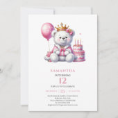 Invitation Anniversaire Fille Thème Ours en Peluch (Devant)