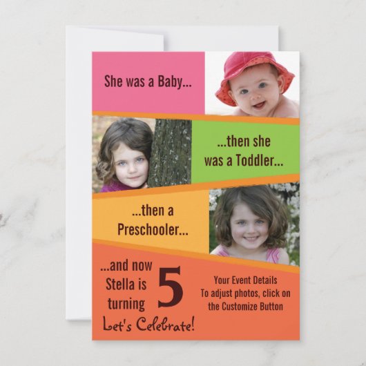 Invitation Anniversaire - Filles (Devant)