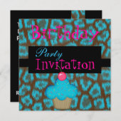 Invitation Anniversaire Filles Cupcake Blue (Devant / Derrière)