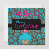 Invitation Anniversaire Filles Cupcake Blue (Devant)
