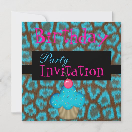 Invitation Anniversaire Filles Cupcake Blue (Devant)
