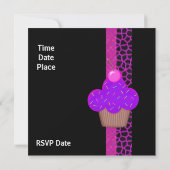 Invitation Anniversaire Filles Gâteau Rose Violet (Dos)