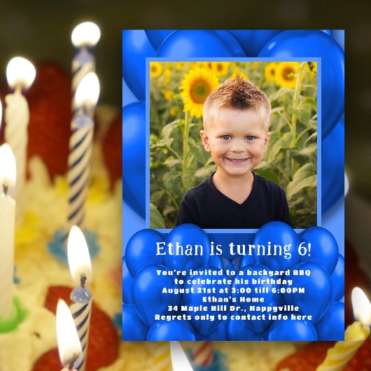 Invitation Anniversaire Fils Ballons Bleus