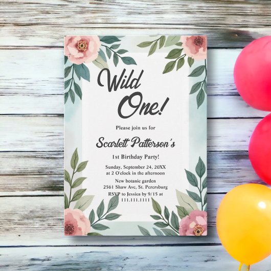 Invitation Anniversaire Fleur Aquarelle Botanique