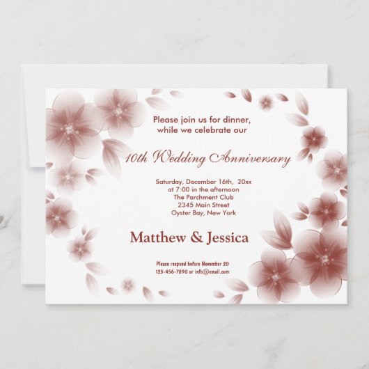 Invitation Anniversaire Fleur de Cerisier Rouge Indien (Devant)