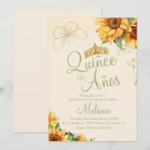 Invitation anniversaire Fleur de soleil aquarelle (Devant / Derrière)