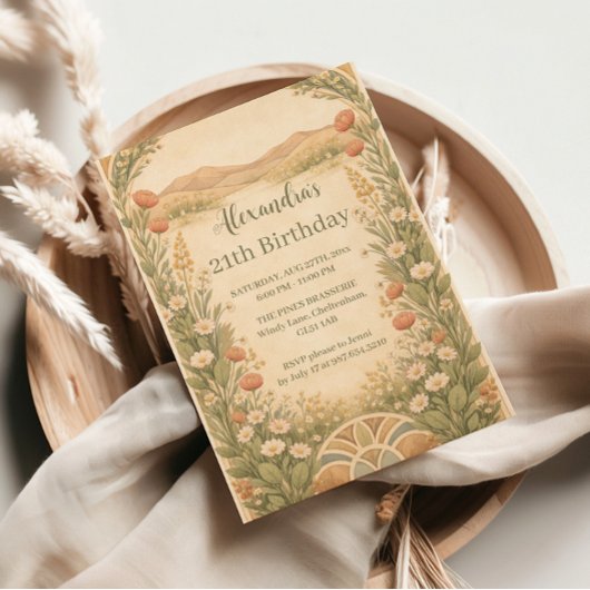 Invitation Anniversaire Fleur des Champs du Désert Boho