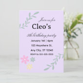 Invitation anniversaire fleur modifiable (Debout devant)