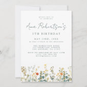 Invitation Anniversaire Fleur sauvage élégant (Devant)