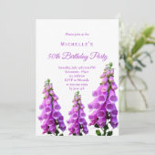 Invitation Anniversaire fleur sauvage rose violet blanc (Debout devant)