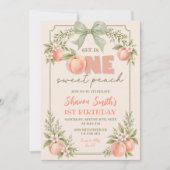 Invitation Anniversaire Fleur Vert Sauge Une Douce Pêche Prem (Devant)