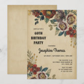 Invitation Anniversaire Fleur Vintage (Devant / Derrière)