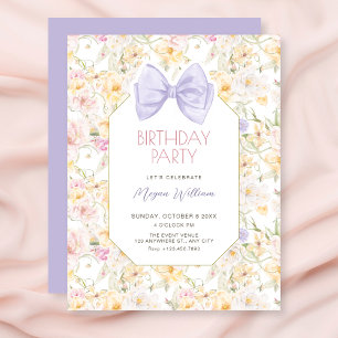 Invitation Anniversaire fleuri vintage