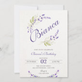 Invitation Anniversaire fleuri violet Lavande (Devant)