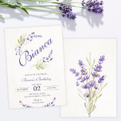 Invitation Anniversaire fleuri violet Lavande