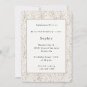 Invitation Anniversaire Fleurie Blanc Crème (Devant)