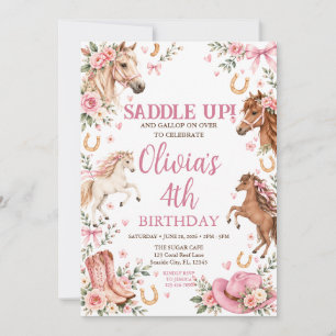 Invitation Anniversaire Fleurie Cavalier Occidental