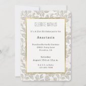 Invitation Anniversaire Fleurie Crème Blanche Chic (Devant)