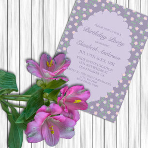 Invitation Anniversaire Fleurie Violette