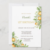 Invitation Anniversaire Fleurs Oranges Aquarelle (Devant)