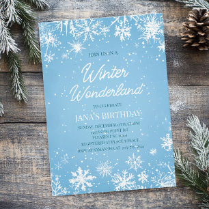 Invitation Anniversaire Flocon de Neige Bleu Merveilleux Hive