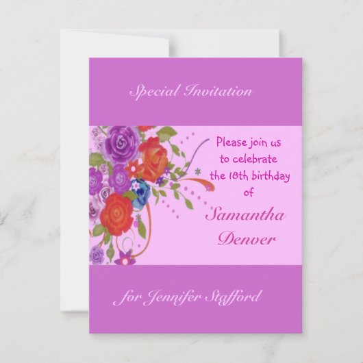 Invitation Anniversaire Floral (Devant)