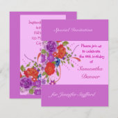 Invitation Anniversaire Floral (Devant / Derrière)