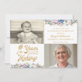 Invitation Anniversaire Floral ANNÉES DANS LA FABRICATION 2 P (Devant)