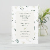 Invitation Anniversaire floral blanc (Debout devant)