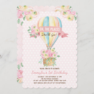 Invitation Anniversaire floral chaud rose d'aventure de
