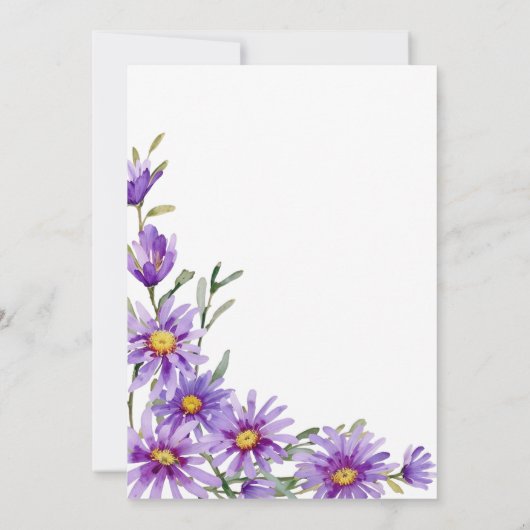 Invitation Anniversaire floral chic pourpre Aster (Dos)