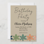 Invitation Anniversaire floral coloré (Devant)