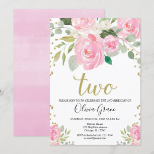 Invitation Anniversaire floral de 2e anniversaire d'or rose v