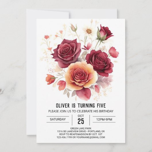 Invitation Anniversaire floral de Bourgogne (Devant)