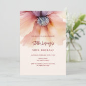 Invitation Anniversaire floral de couleur aquacole (Debout devant)