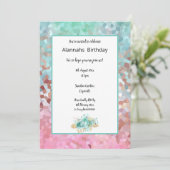 Invitation Anniversaire floral de Dream Aqua Pixellée (Debout devant)