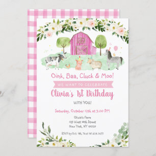 Invitation Anniversaire floral de la ferme rose