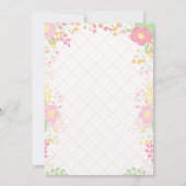 Invitation Anniversaire Floral de la licorne rose douce (Dos)