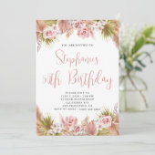 Invitation Anniversaire floral de la Pampa Grass Boho (Debout devant)