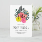 Invitation Anniversaire floral de l'Aloha Tropical tiré à la  (Debout devant)